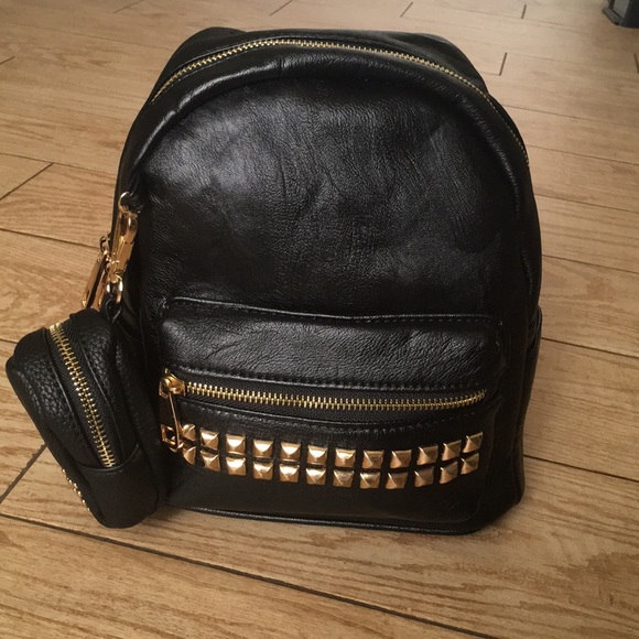 Handbags - Black Studded Backpack